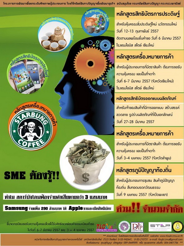 เชิญร่วมโครงการพัฒนาเพื่อยกระดับศักยภาพผู้ประกอบการ โดยใช้ทรัพย์สินทางปัญญาเพื่อพัฒนาธุรกิจ 12 ก.พ.-9 เม.ย. นี้