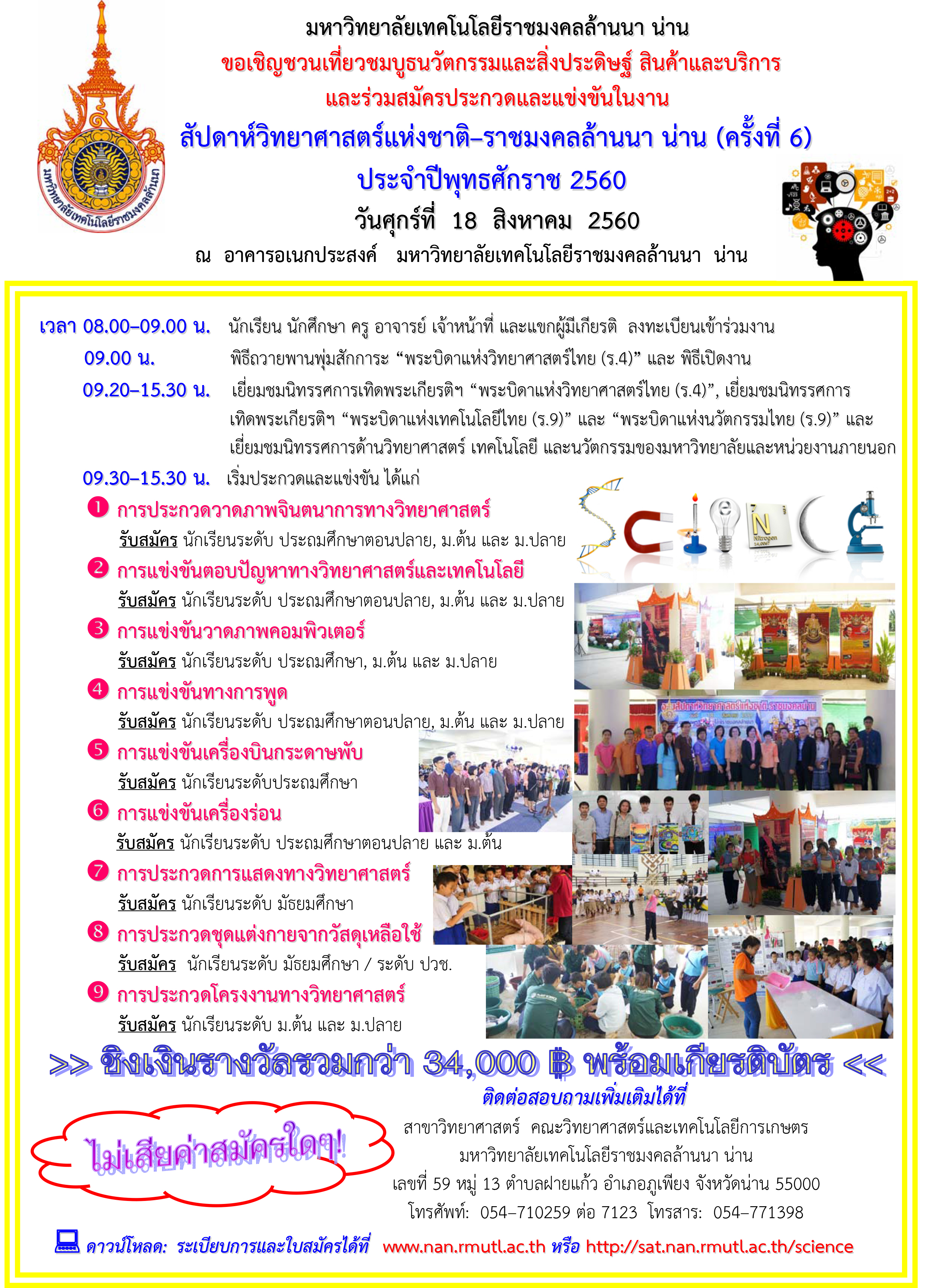สัปดาห์วิทยาศาสตร์แห่งชาติ-ราชมงคลล้านนา น่าน (ครั้งที่ 6 )
