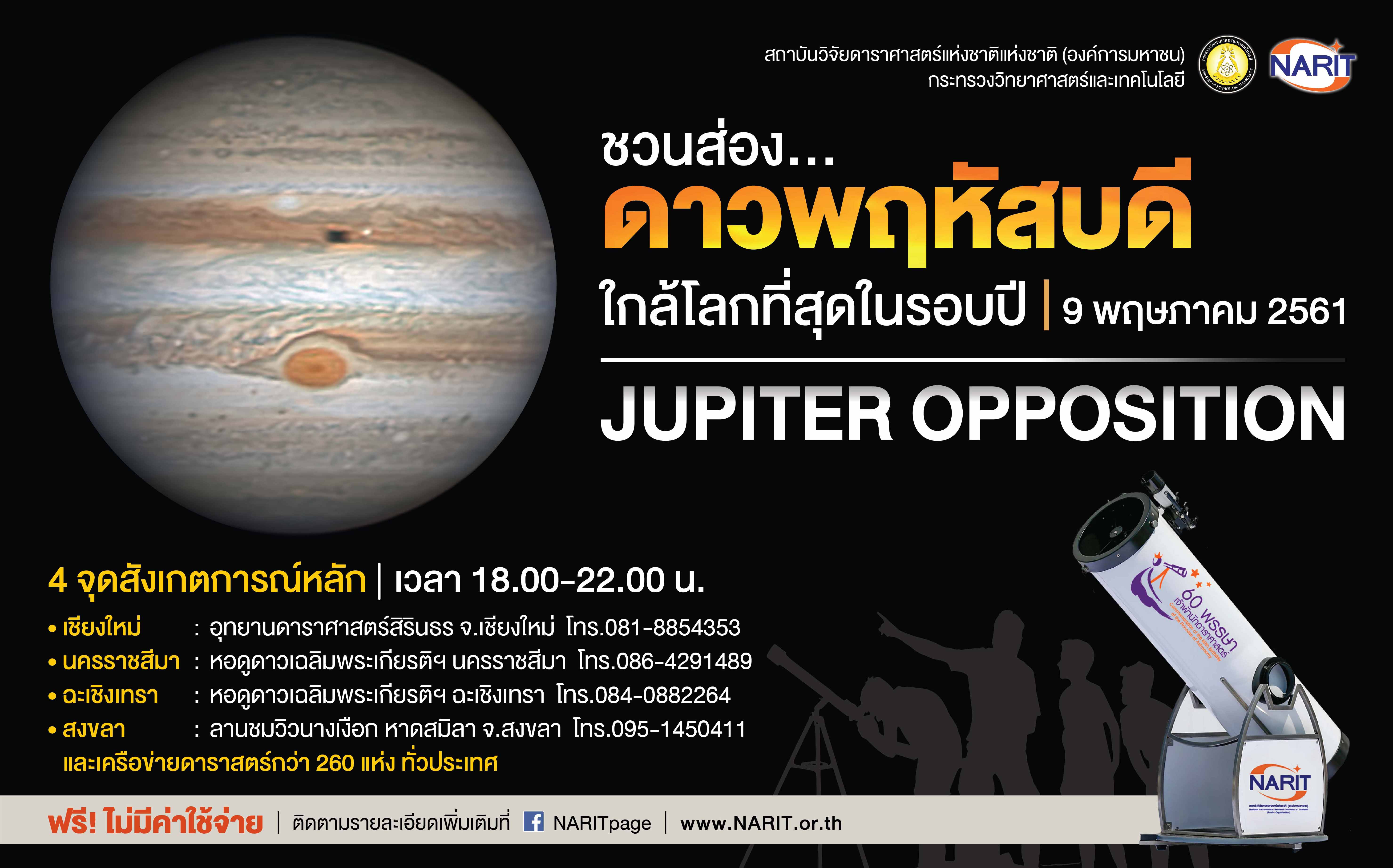 สดร. ระดมโรงเรียนเครือข่ายทั่วประเทศ  จัดสังเกตการณ์ “ดาวพฤหัสบดีใกล้โลก” 9 พฤษภาคมนี้   