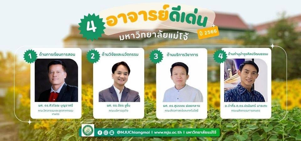 ม.แม่โจ้ ประกาศยกย่องอาจารย์ดีเด่น ประจำปี 2566 เตรียมมอบรางวัลเข็มเพชรแม่โจ้เชิดชูเกียรติ